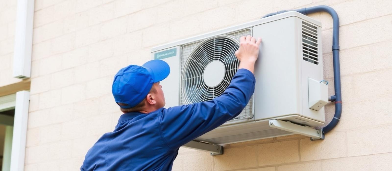 AC technician installing unit